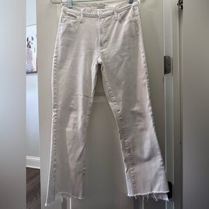 MOTHER White Wide-Leg Jeans with Frayed Hem size 27